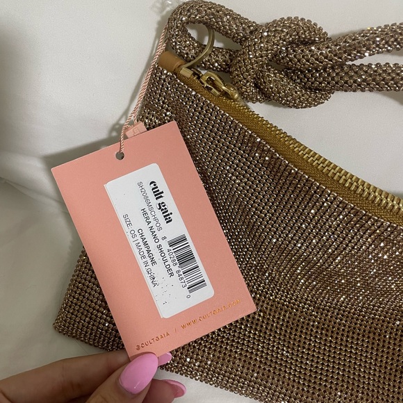 CULT GAIA HERA NANO RHINESTONE SHOULDER BAG - CHAMPAGNE - Picture 3 of 8